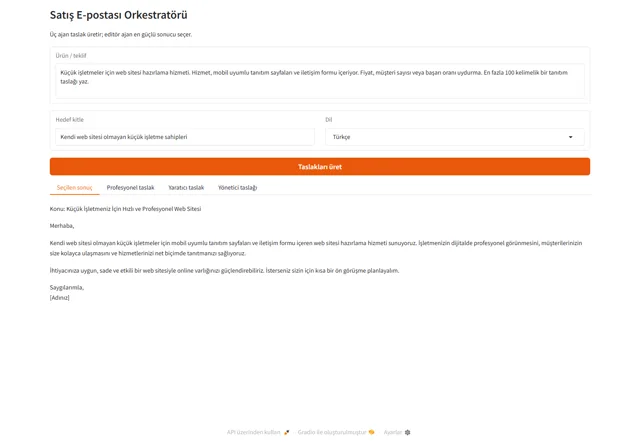 Ajanların oluşturduğu tanıtım e-postası